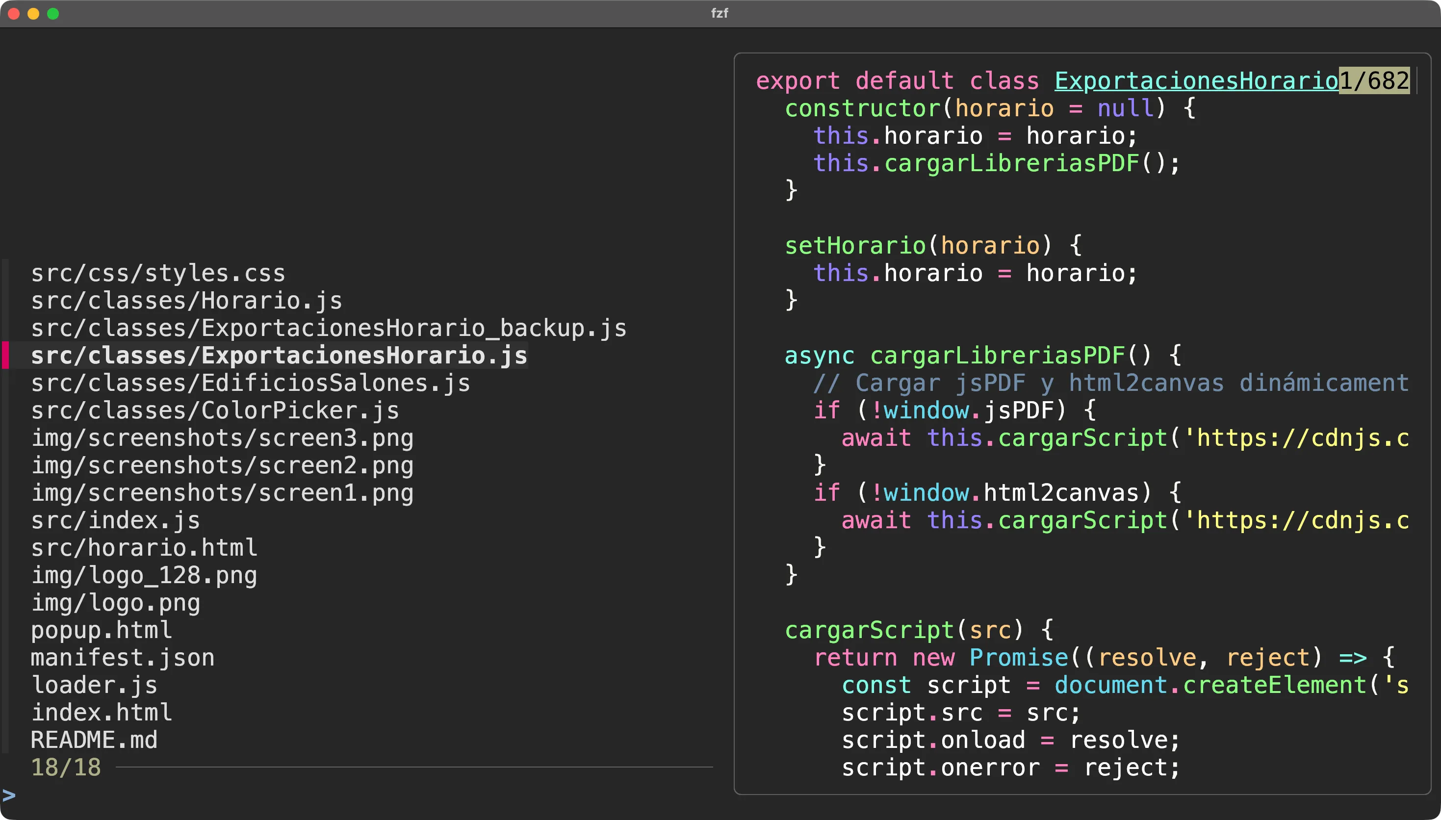 fzf fuzzy finder interface